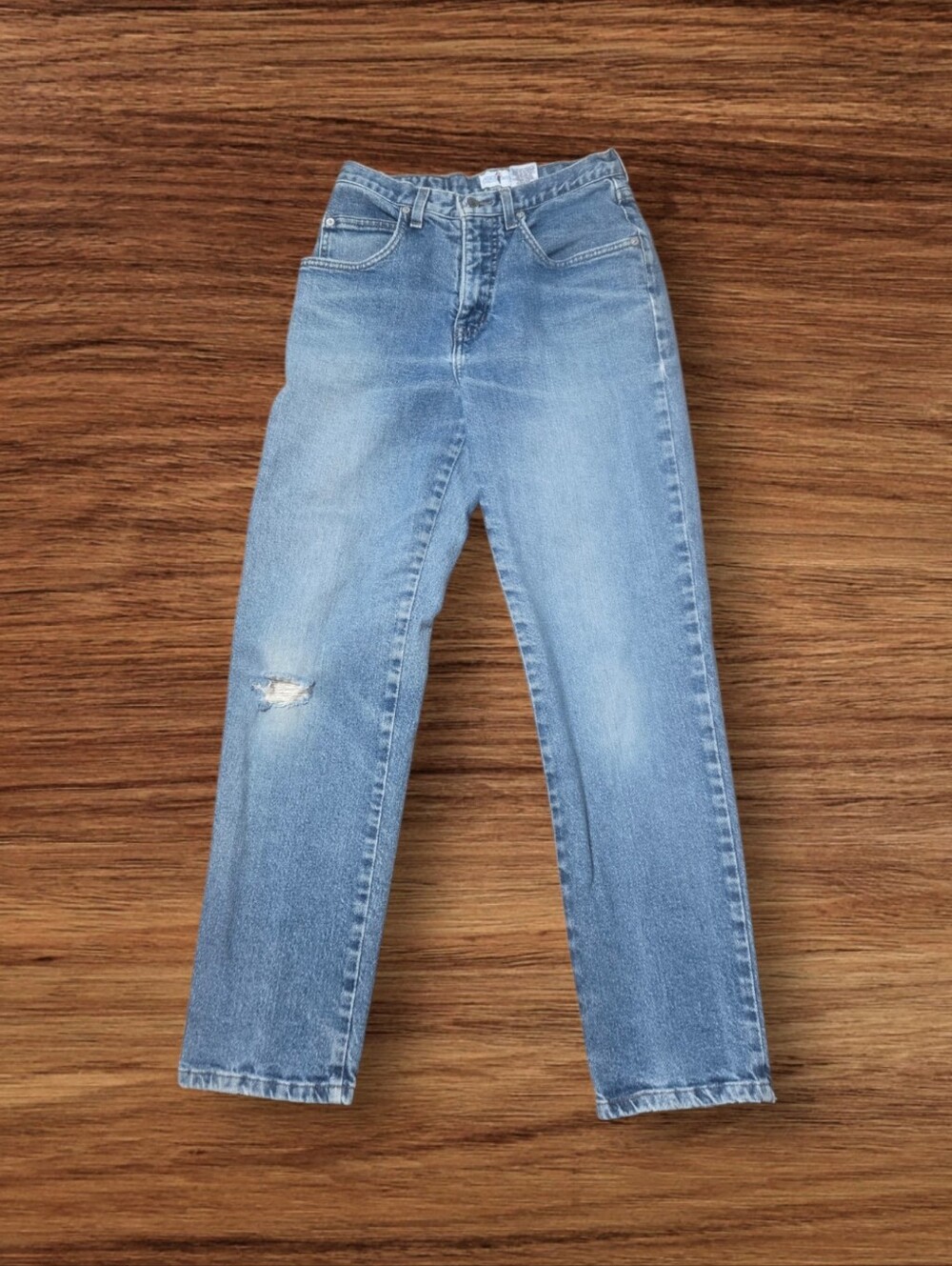 French Dressing Paris Light Wash Straight Leg Jeans with Distressing
